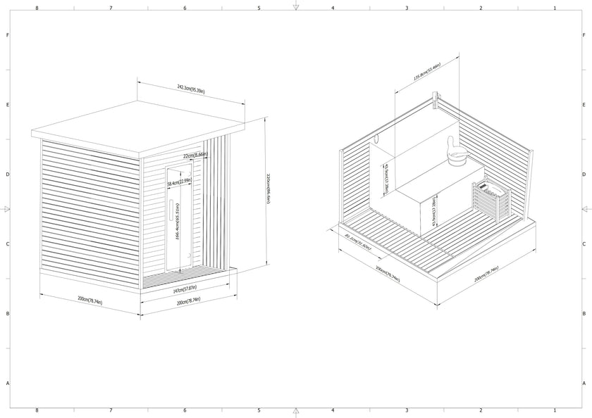 Traditional Hemlock Outdoor Steam Sauna 2–8 Person with 6kW Heater