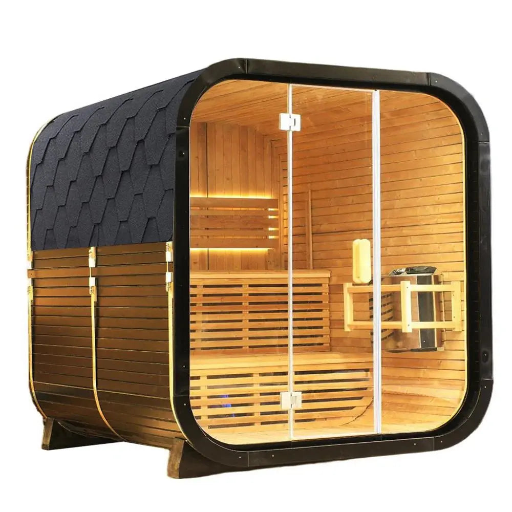 Outdoor Cedar Steam Sauna 4 Person Carbonized Spruce