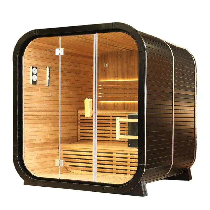 Outdoor Cedar Steam Sauna 4 Person Carbonized Spruce