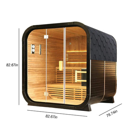 Outdoor Cedar Steam Sauna 4 Person Carbonized Spruce