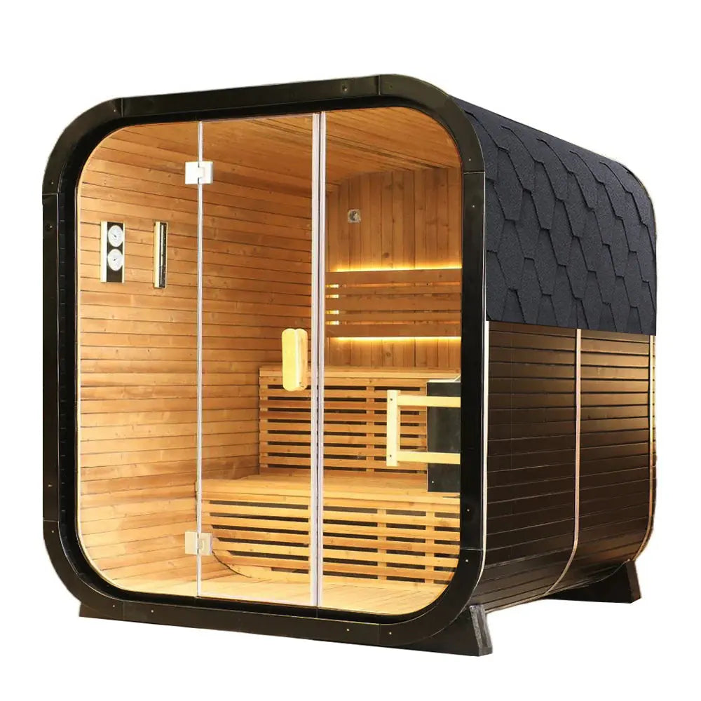 Outdoor Cedar Steam Sauna 4 Person Carbonized Spruce