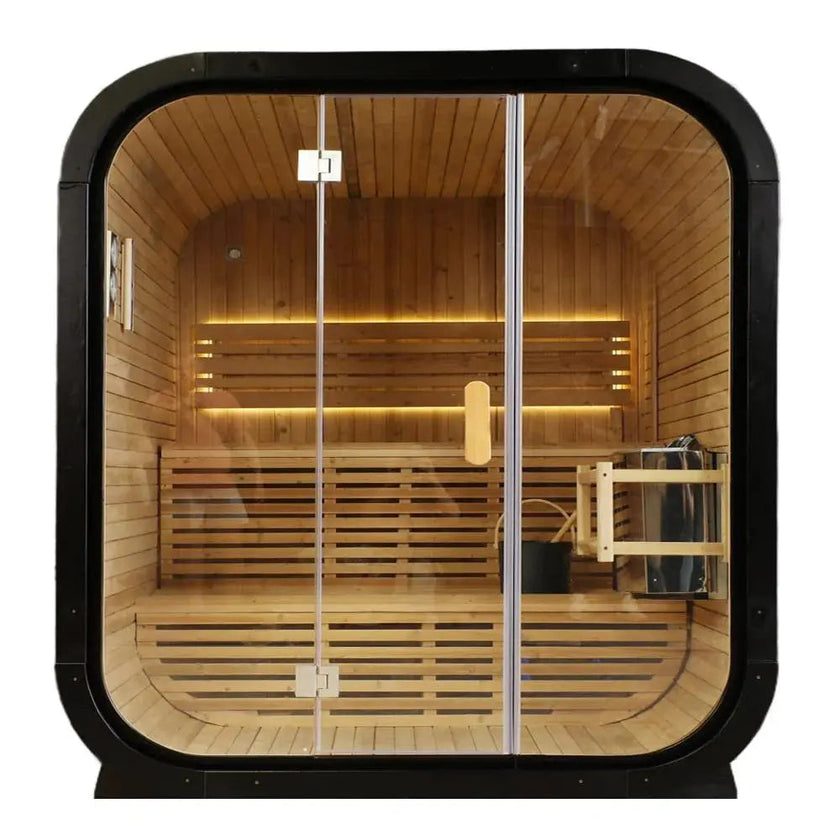 Outdoor Cedar Steam Sauna 4 Person Carbonized Spruce