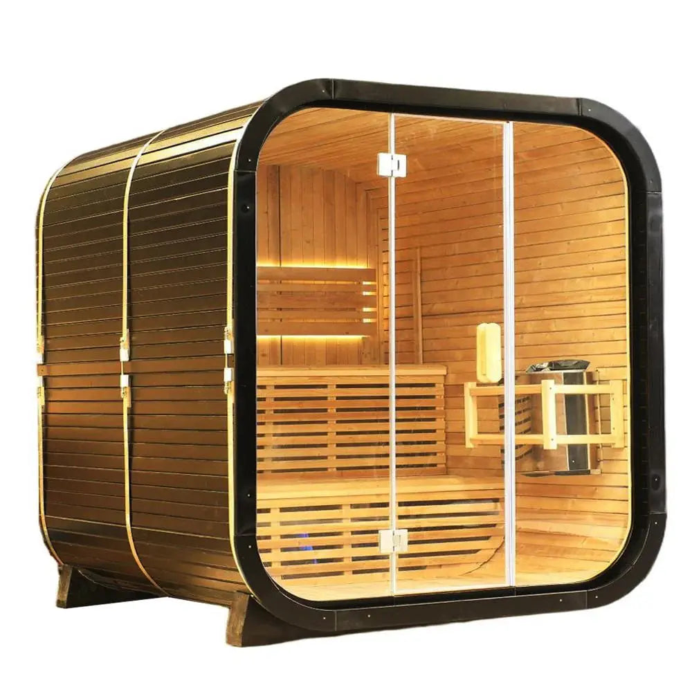 Outdoor Cedar Steam Sauna 4 Person Carbonized Spruce