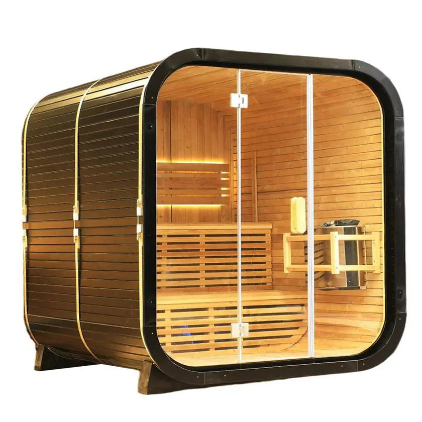 Outdoor Cedar Steam Sauna 4 Person Carbonized Spruce
