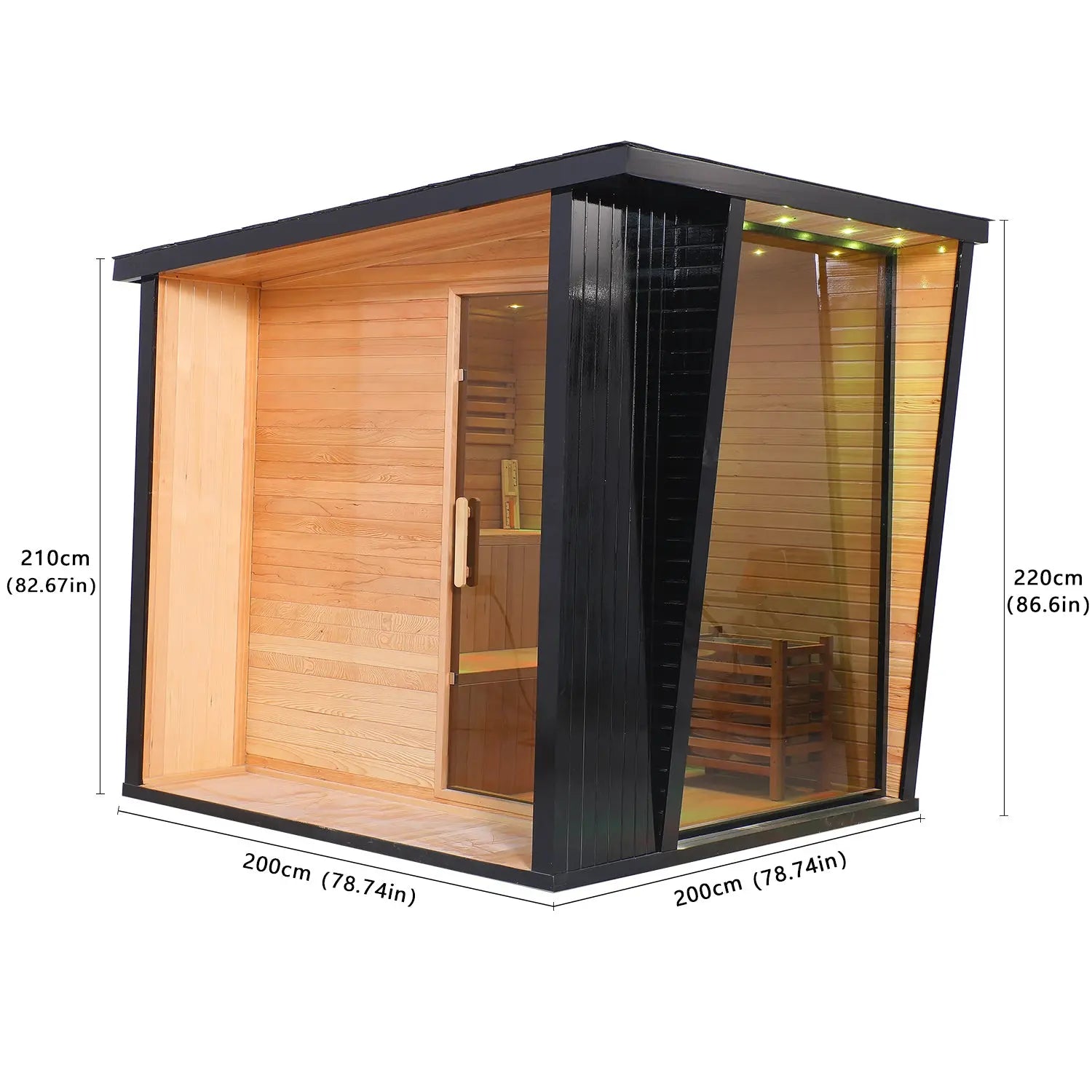 Traditional Hemlock Outdoor Steam Sauna 2–8 Person with 6kW Heater