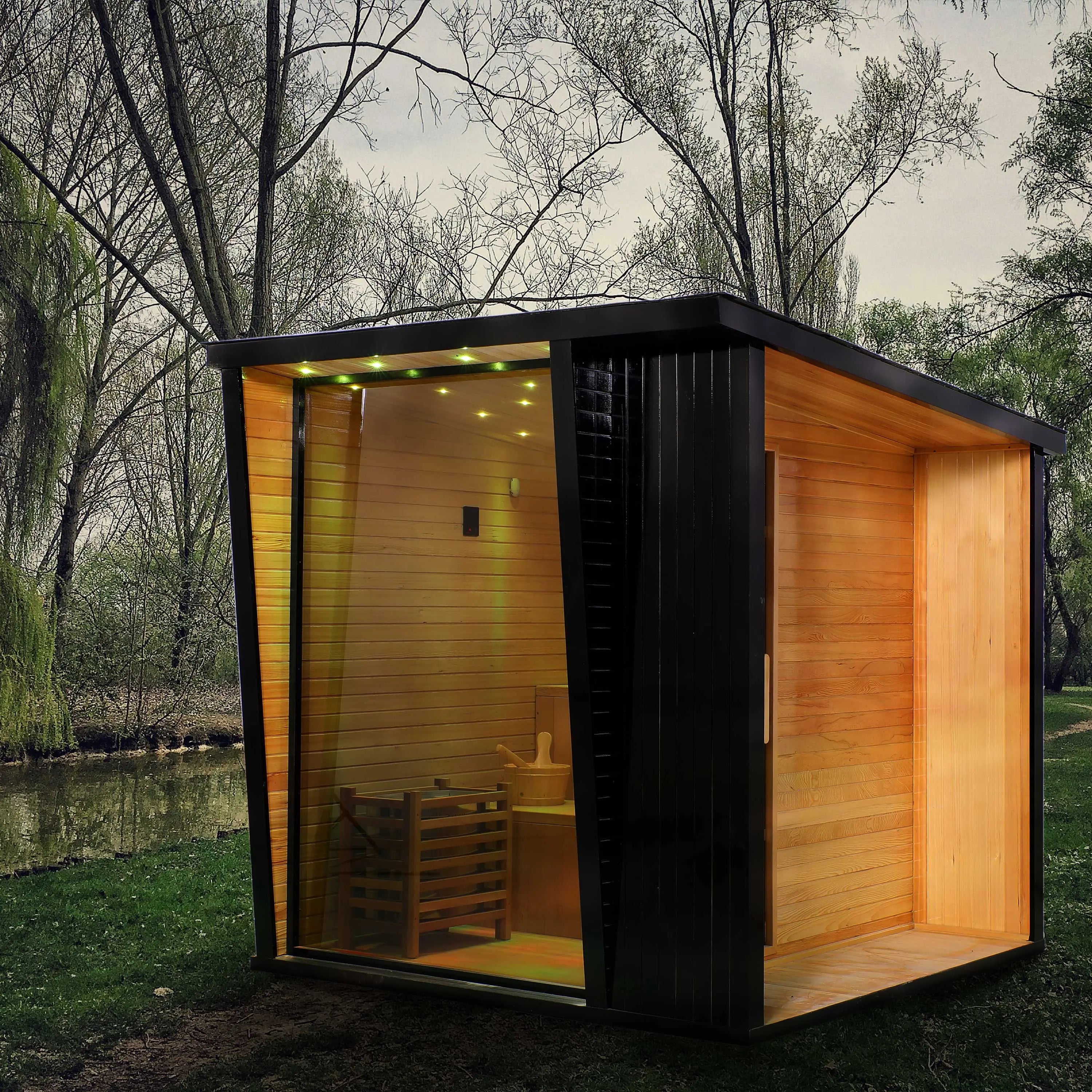 Traditional Hemlock Outdoor Steam Sauna 2–8 Person with 6kW Heater