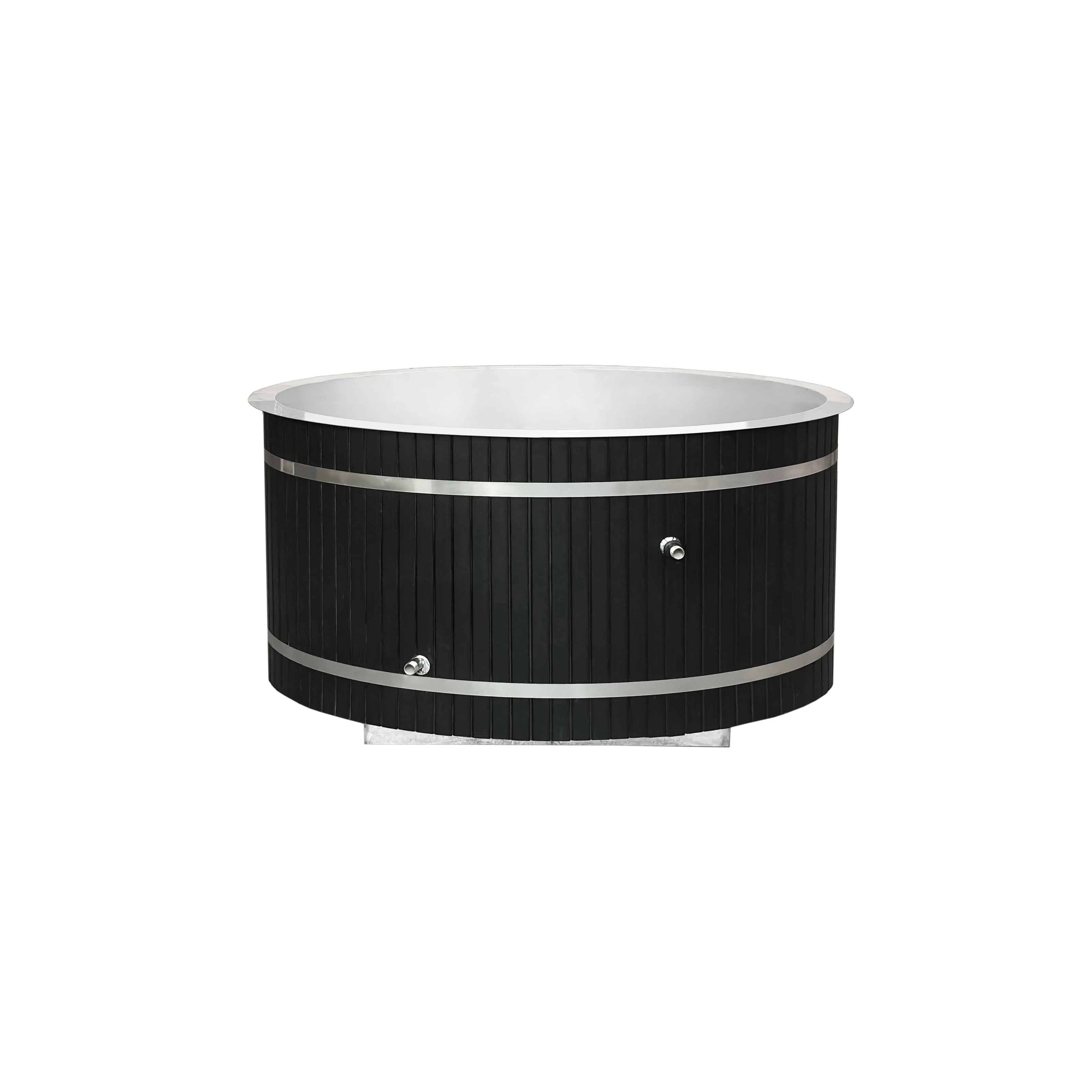Black Oval Red Cedar Ice Bath Tub | Cold Plunge Spa Barrel for Athlete Recovery & Home Spa