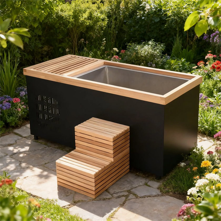 ICE TUB Black Rectangular Red Cedar Cold Plunge
