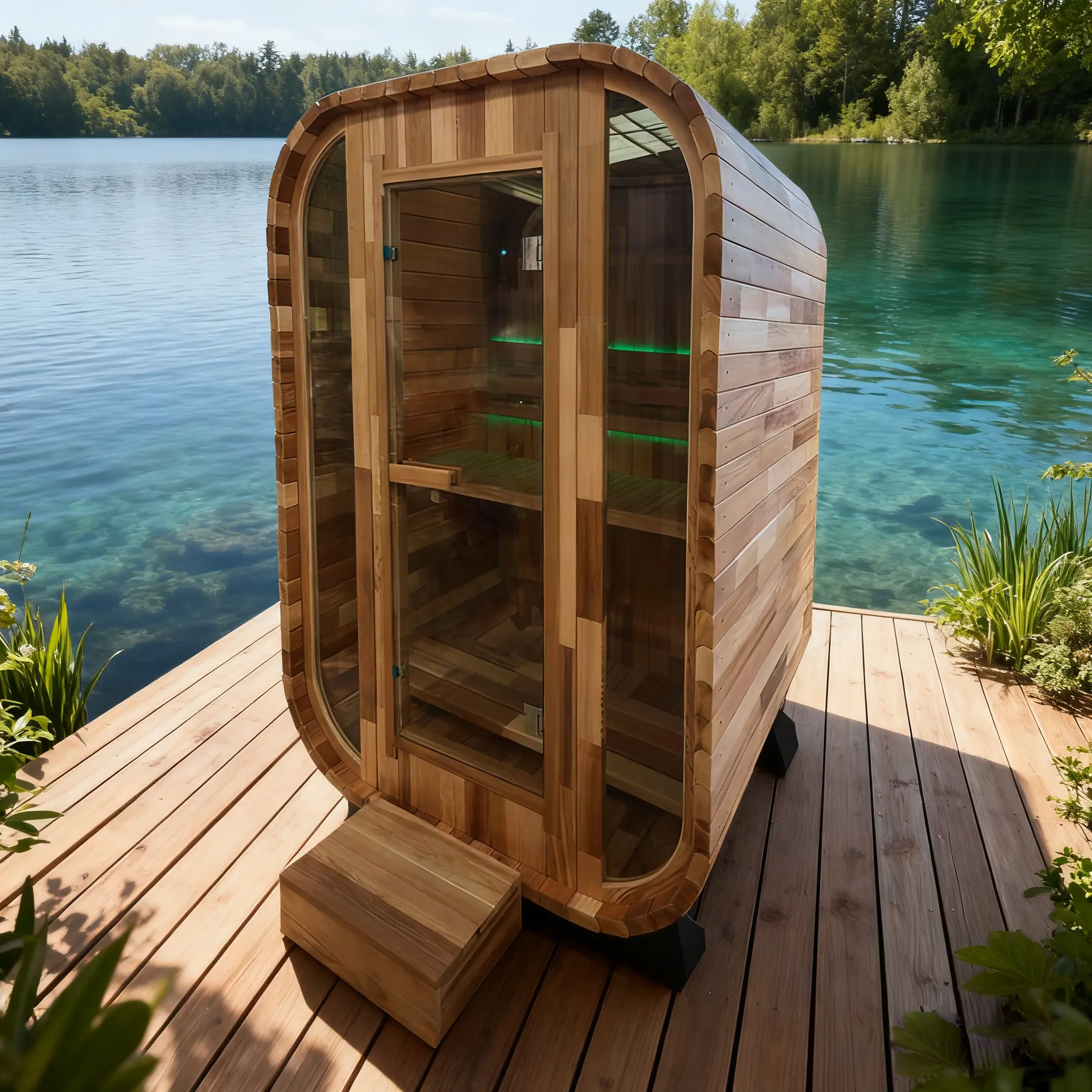 Red Cedar Outdoor Square Traditional Steam Sauna – Premium Home Wellness & Relaxation