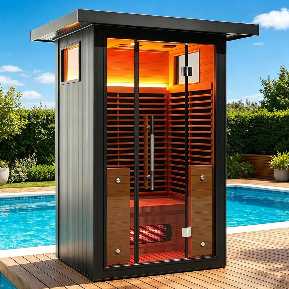Thermora Lugano 2-Person Outdoor Full-Spectrum Infrared Sauna with WiFi, Chromotherapy Lighting & Aluminum Alloy Exterior