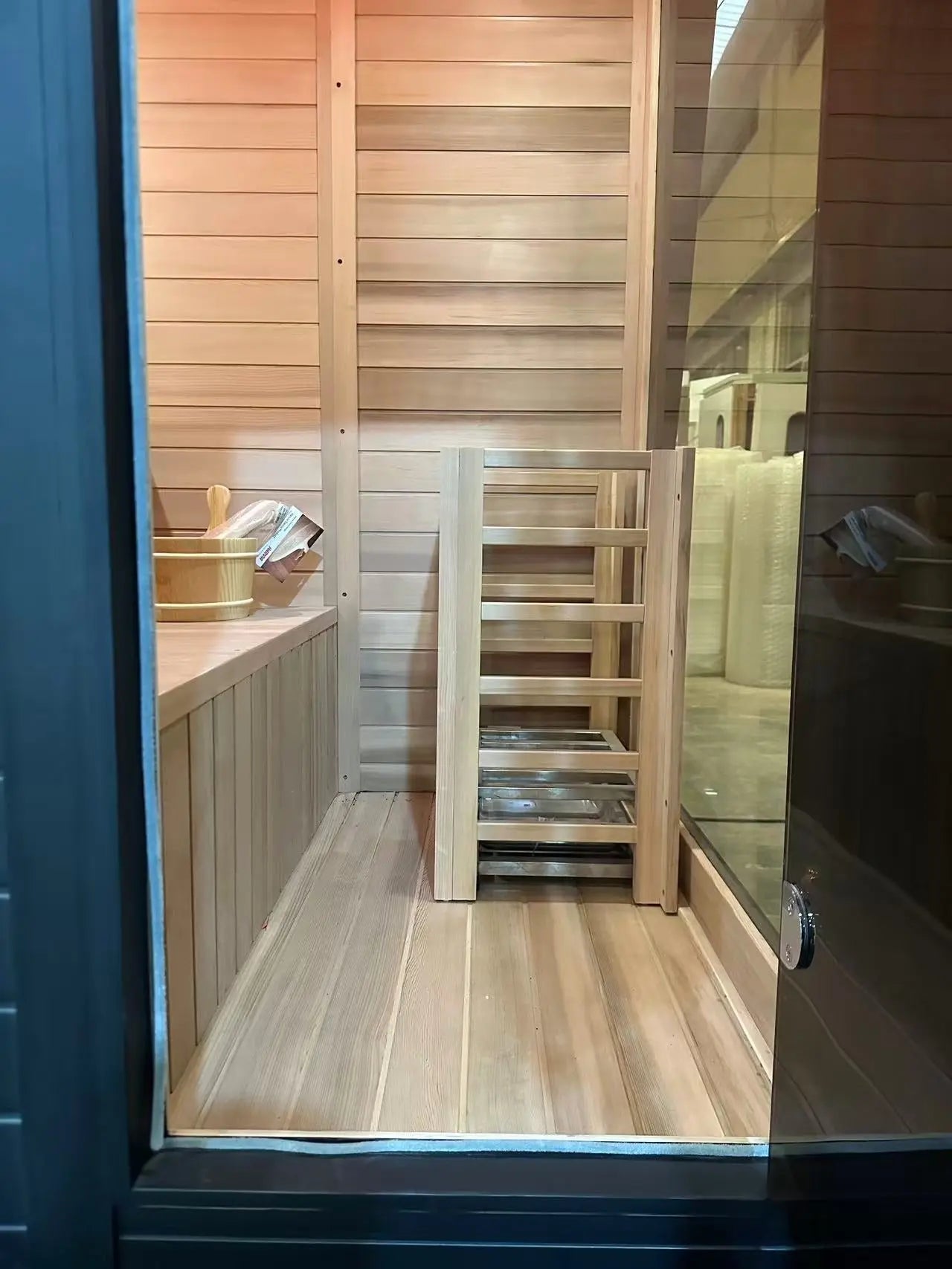 Anyi AY-200HGD Luxury Black Outdoor Cedar Sauna 4-6 Person Backyard