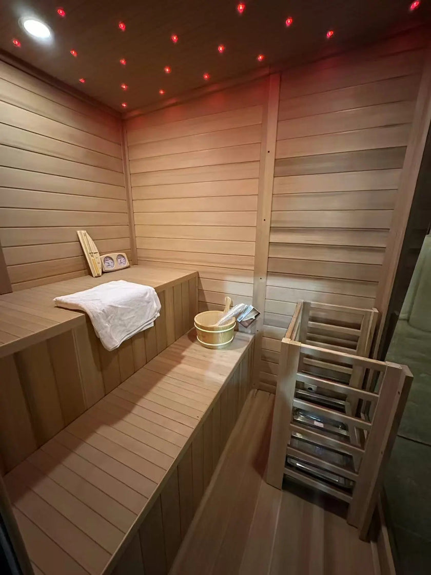 Anyi AY-200HGD Luxury Black Outdoor Cedar Sauna 4-6 Person Backyard