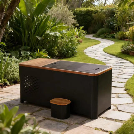 Black Rectangular Ice Tub – Outdoor Cold Plunge Recovery Bath