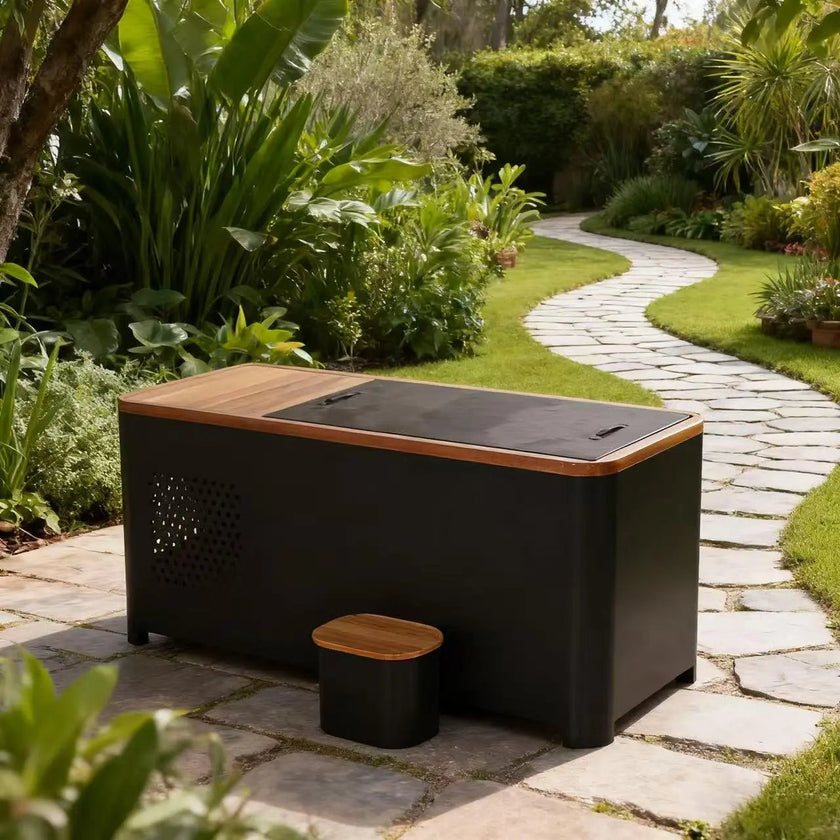 Black Rectangular Ice Tub – Outdoor Cold Plunge Recovery Bath