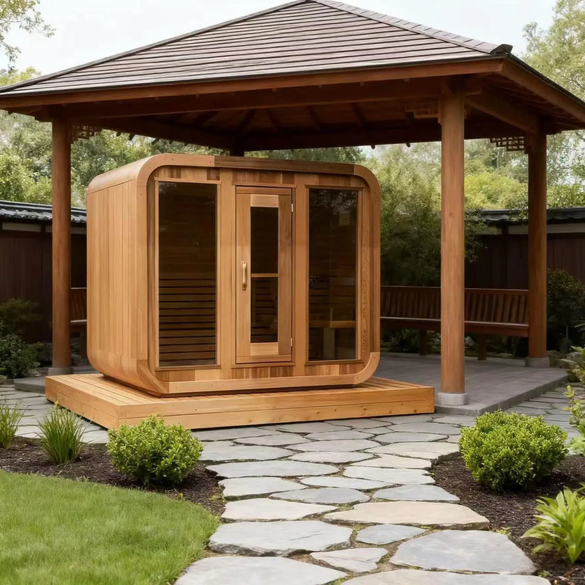 2–6 Person Outdoor Cedar Sauna Wood or Electric Heater