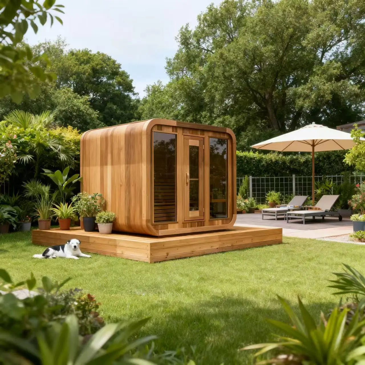 2–6 Person Outdoor Cedar Sauna Wood or Electric Heater