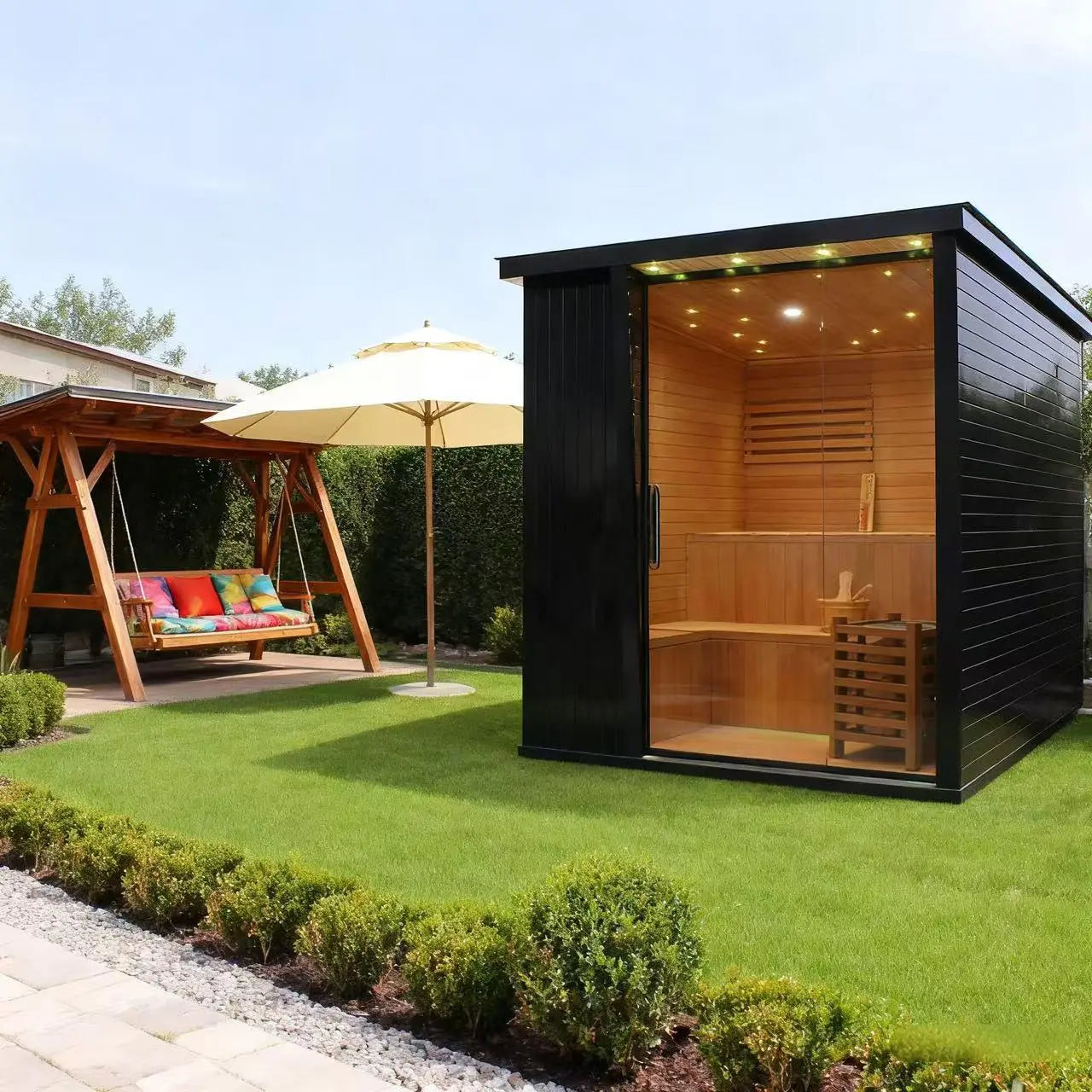 Traditional Hemlock Outdoor Steam Sauna 2–8 Person with 6kW Heater