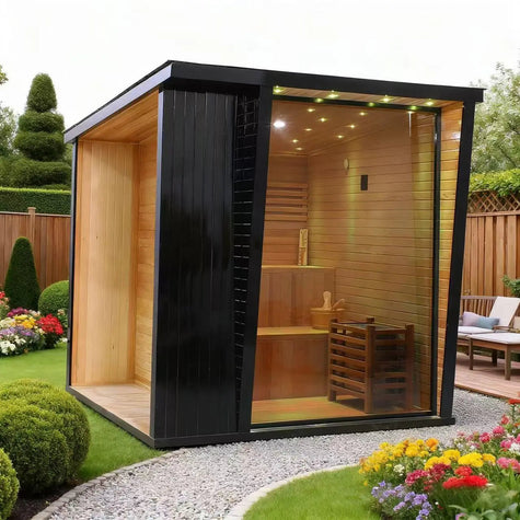 Traditional Hemlock Outdoor Steam Sauna 2–8 Person with 6kW Heater