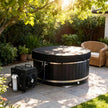 Black Oval Red Cedar Ice Bath Tub | Cold Plunge Spa Barrel for Athlete Recovery & Home Spa