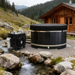 Black Oval Red Cedar Ice Bath Tub | Cold Plunge Spa Barrel for Athlete Recovery & Home Spa