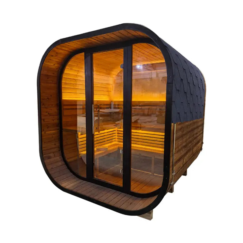 Anyi-FFF Black Thermo Spruce Outdoor Sauna Cabin 4–6 Person