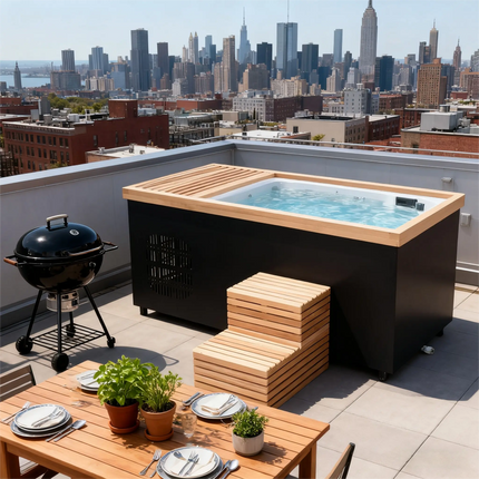 ICE TUB Black Rectangular Red Cedar Cold Plunge