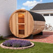 4 Person Outdoor Barrel Sauna – Red Cedar or Hemlock Traditional Steam Sauna Kit with Waterproof Tile