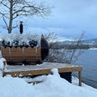 Outdoor Barrel Sauna with Porch and Panoramic Glass | Wood Burning 2–6 Person