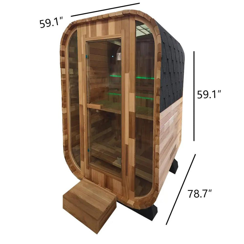 Red Cedar Outdoor Square Traditional Steam Sauna – Premium Home Wellness & Relaxation