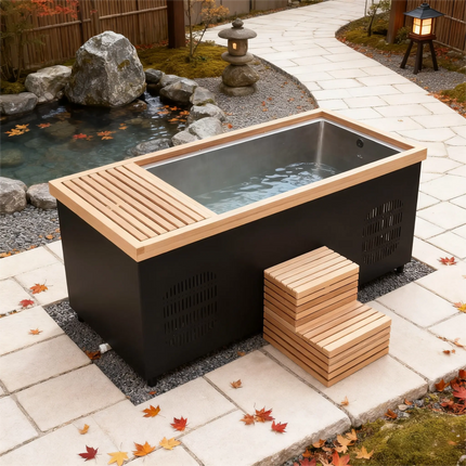ICE TUB Black Rectangular Red Cedar Cold Plunge