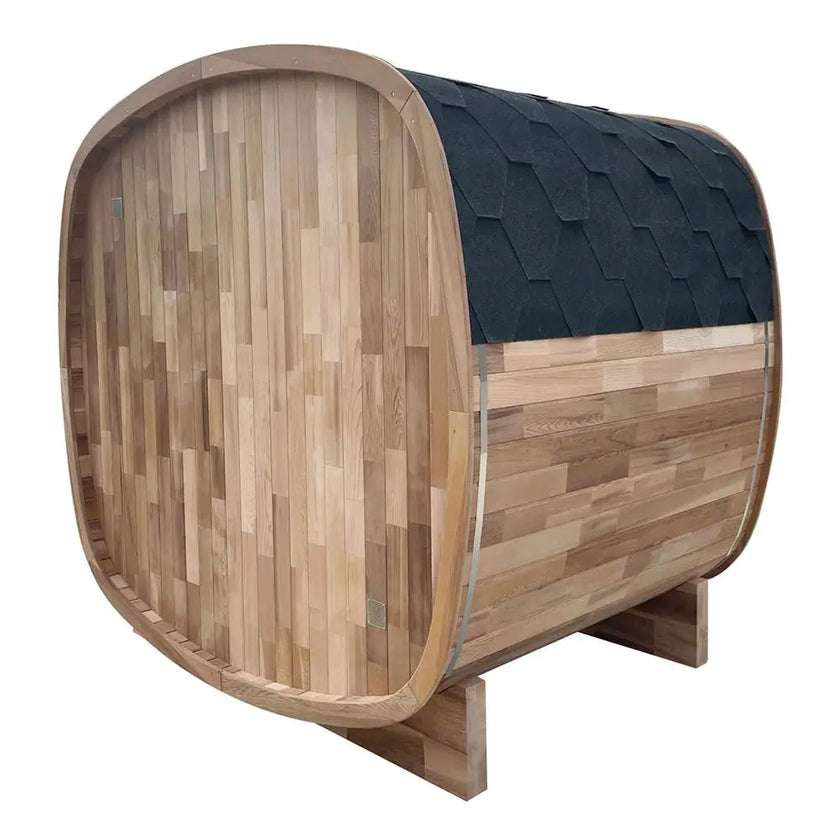 4-Person Premium Canadian Red Cedar Outdoor Traditional Steam Sauna with Tinted Glass Panels