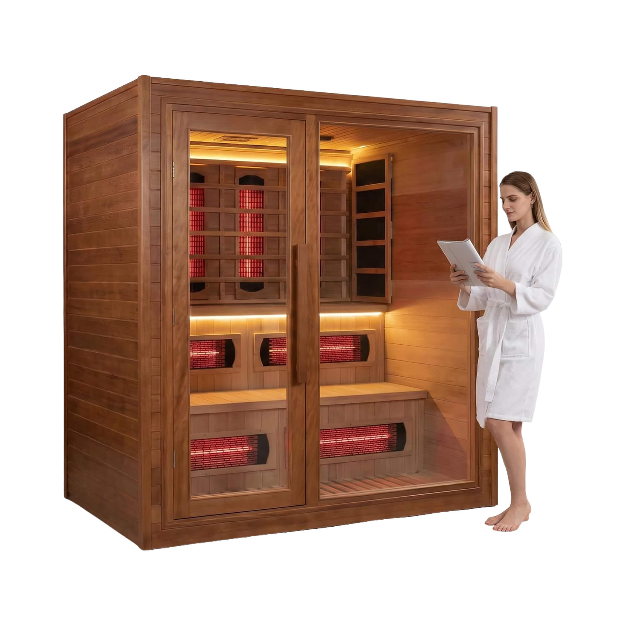 Rövia 4 Person Hybrid Sauna Infrared and Steam Cedar 6kW Heater (Made to Order)