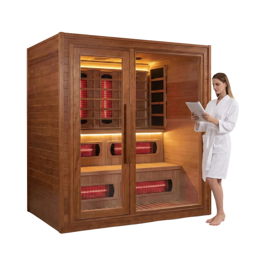 Rövia 4 Person Hybrid Sauna Infrared and Steam Cedar 6kW Heater (Made to Order)