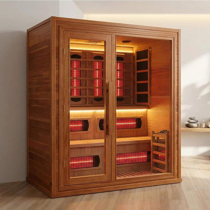 Rövia 4 Person Hybrid Sauna Infrared and Steam Cedar 6kW Heater (Made to Order)