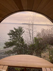 Outdoor Barrel Sauna with Porch and Panoramic Glass | Wood Burning 2–6 Person