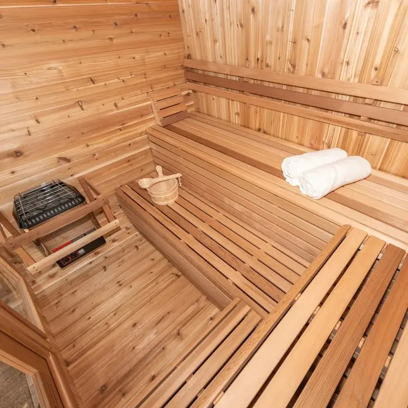2–6 Person Outdoor Cedar Sauna Wood or Electric Heater