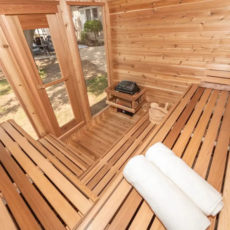 2–6 Person Outdoor Cedar Sauna Wood or Electric Heater