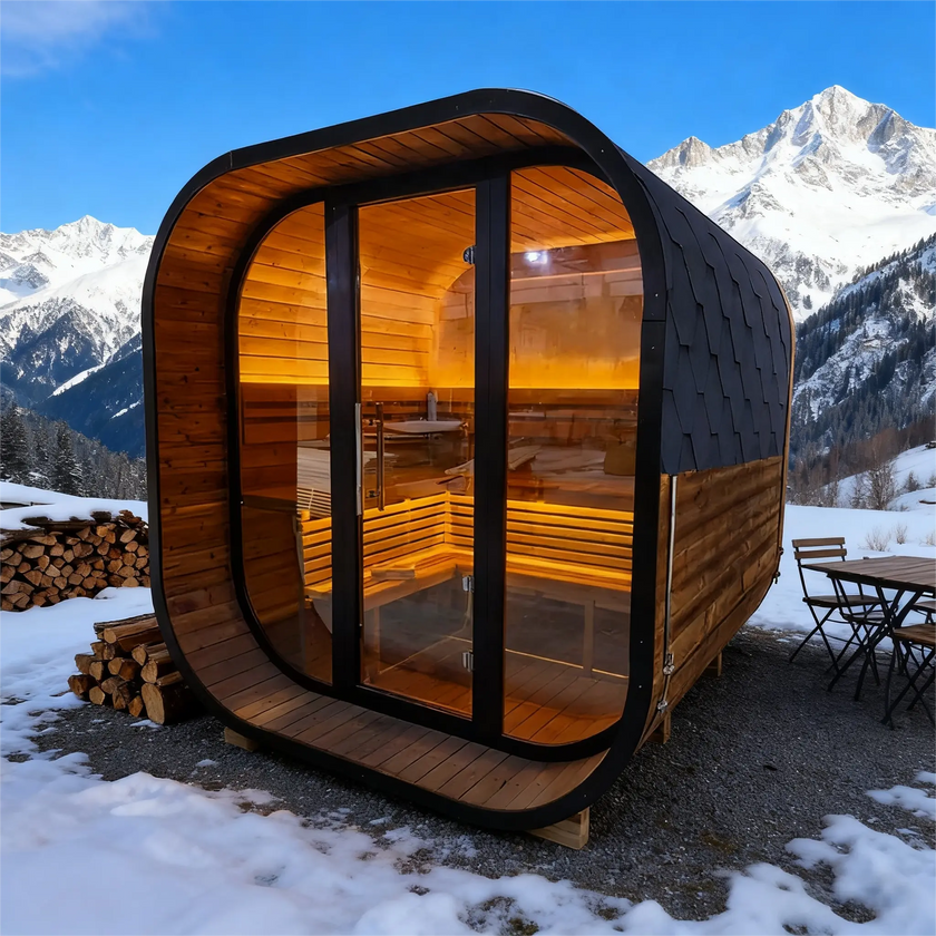Anyi-FFF Black Thermo Spruce Outdoor Sauna Cabin 4–6 Person