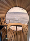 Outdoor Barrel Sauna with Porch and Panoramic Glass | Wood Burning 2–6 Person