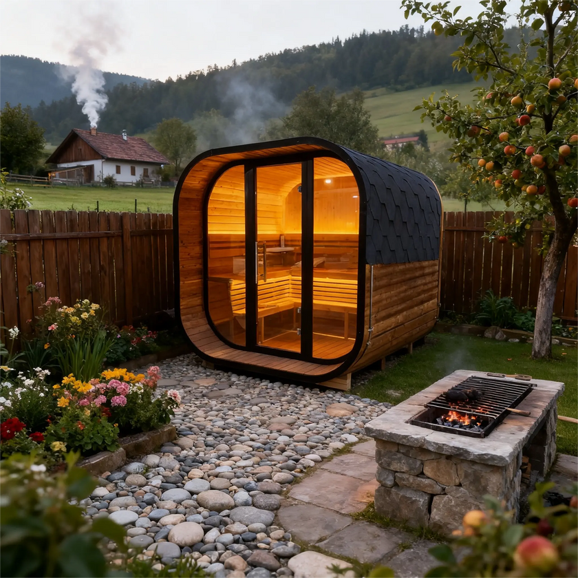 Anyi-FFF Black Thermo Spruce Outdoor Sauna Cabin 4–6 Person