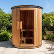 Thermora Barcelona Outdoor Cedar Barrel Sauna 4 Person 6kW Heater LED Lights