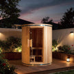 Thermora Barcelona Outdoor Cedar Barrel Sauna 4 Person 6kW Heater LED Lights