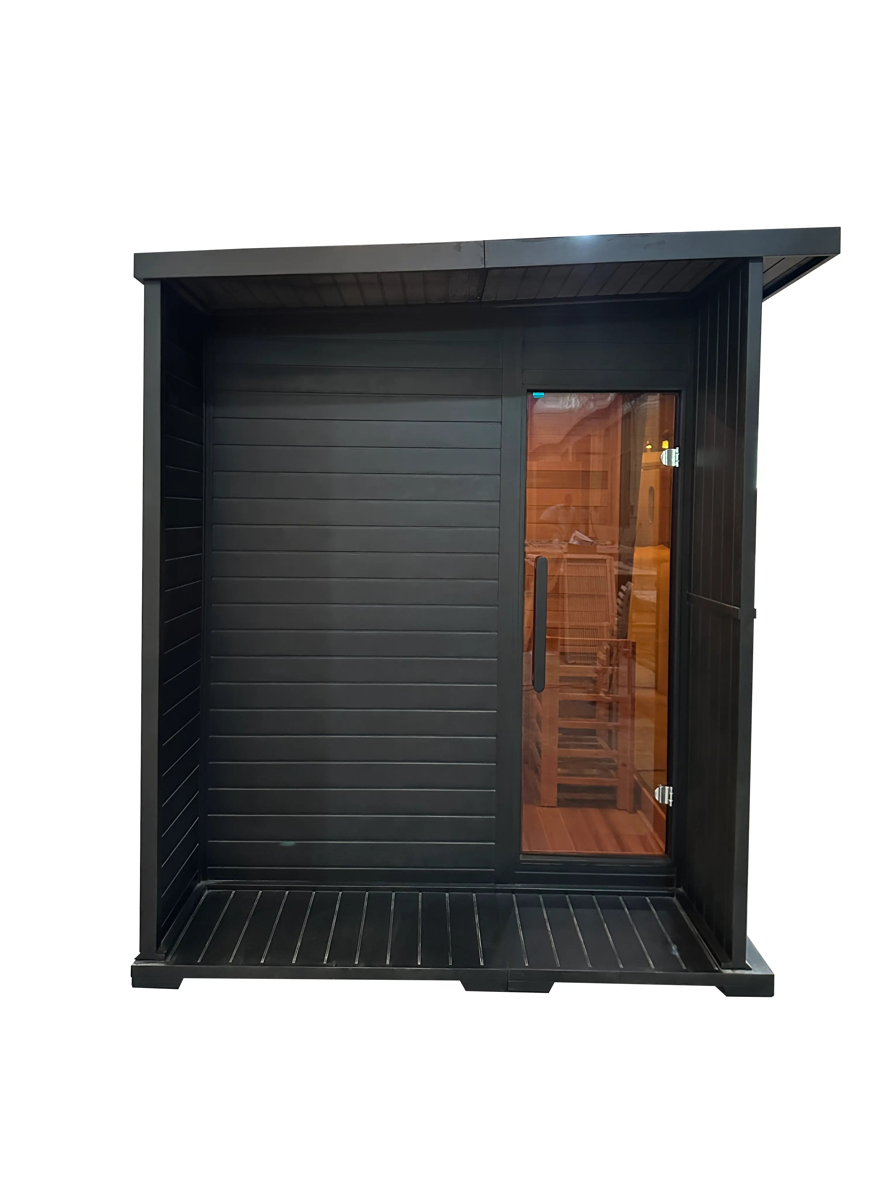 Anyi AY-200HGD Luxury Black Outdoor Cedar Sauna 4-6 Person Backyard