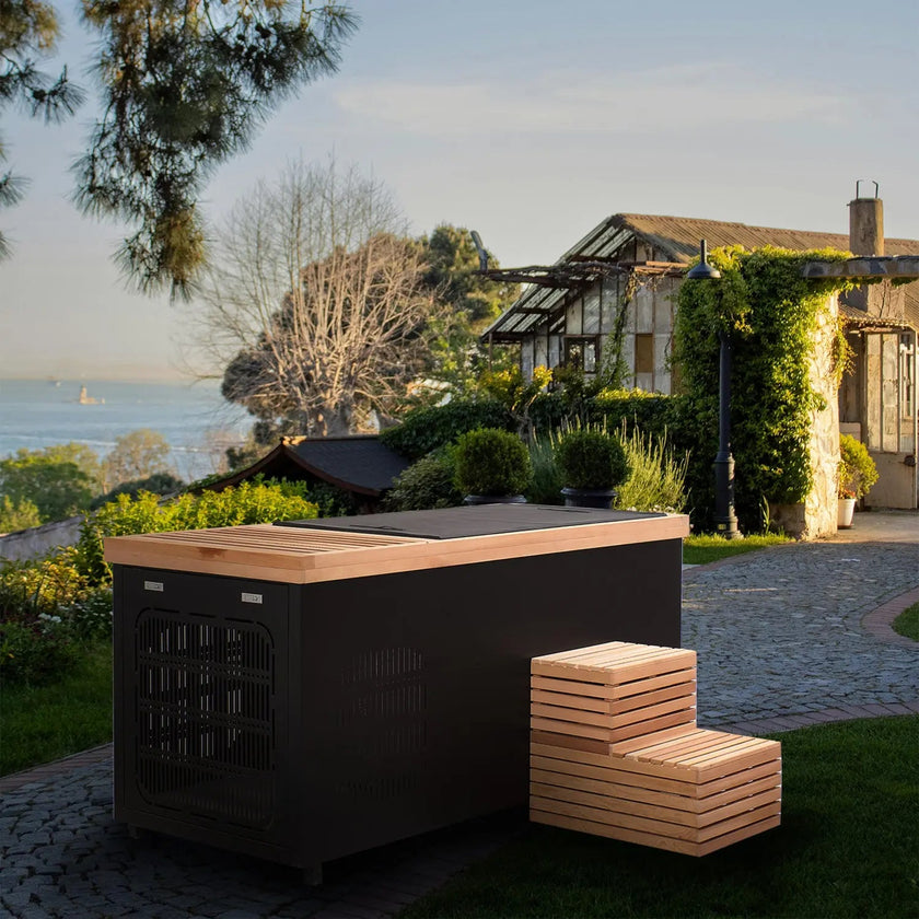 ICE TUB Black Rectangular Red Cedar Cold Plunge