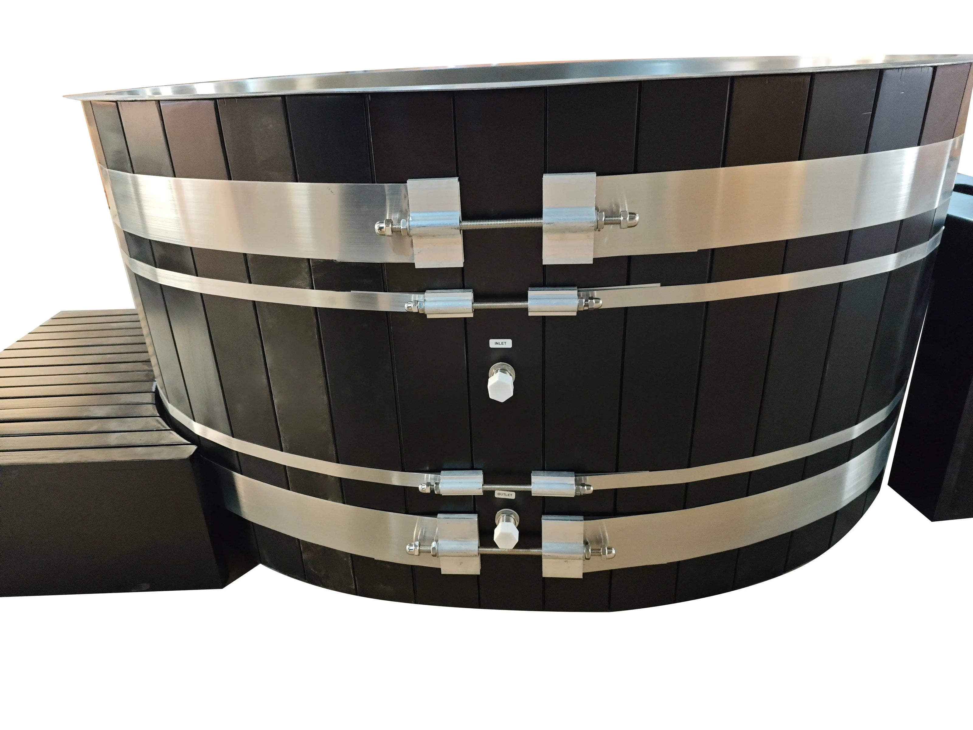 Black Oval Red Cedar Ice Bath Tub | Cold Plunge Spa Barrel for Athlete Recovery & Home Spa
