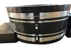 Black Oval Red Cedar Ice Bath Tub | Cold Plunge Spa Barrel for Athlete Recovery & Home Spa