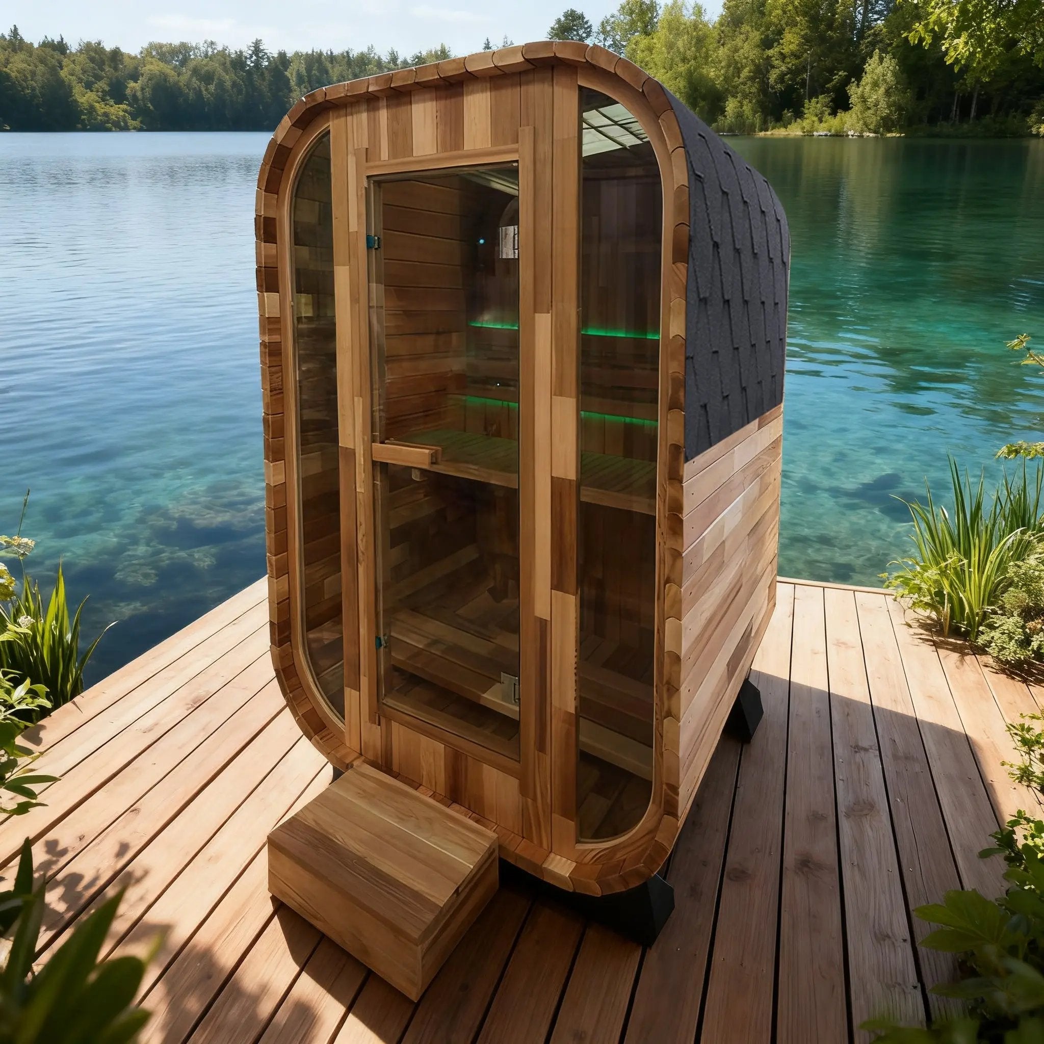 Red Cedar Outdoor Square Traditional Steam Sauna – Premium Home Wellness & Relaxation