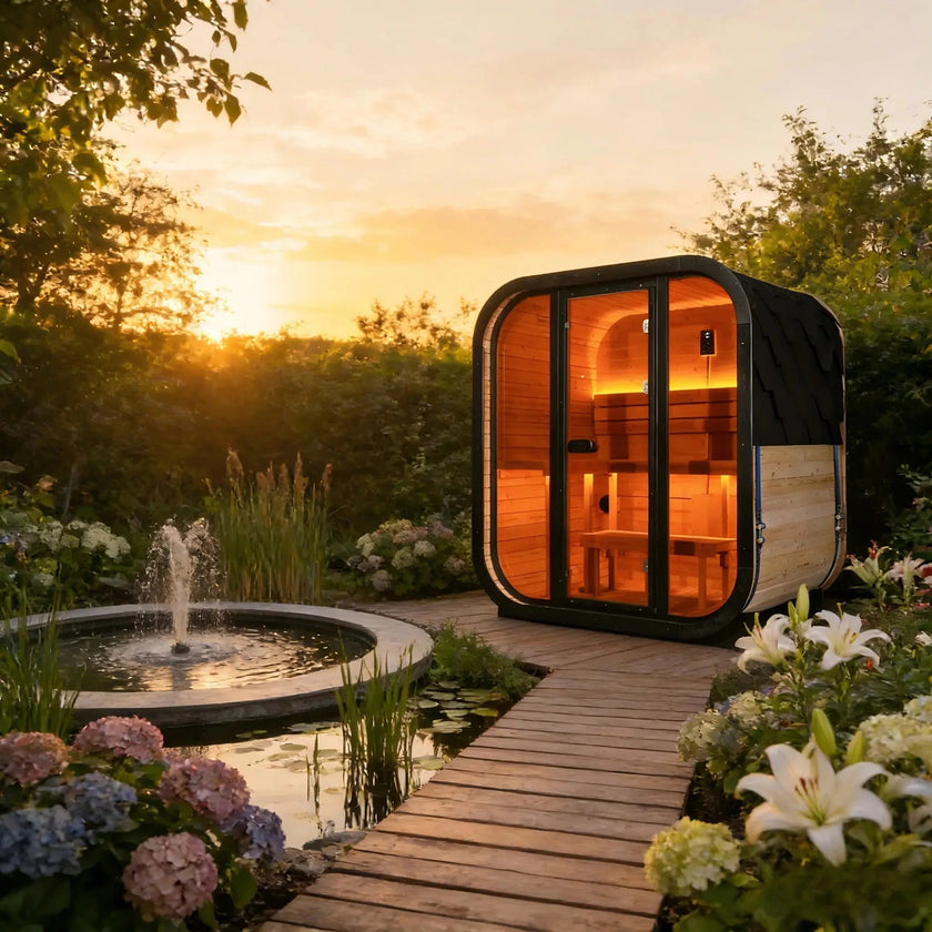 4 Person Carbonized Spruce Outdoor Steam Sauna with 6kW Heater