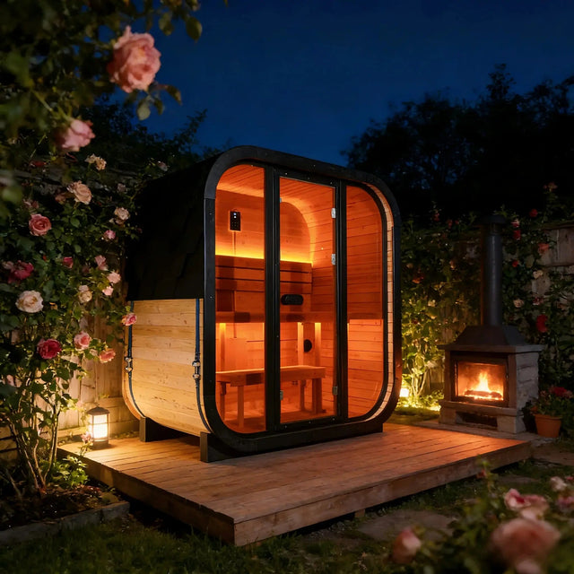 4 Person Carbonized Spruce Outdoor Steam Sauna with 6kW Heater
