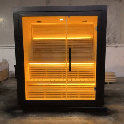 4–6 Person Outdoor Sauna in Black Spruce with 6kW Heater